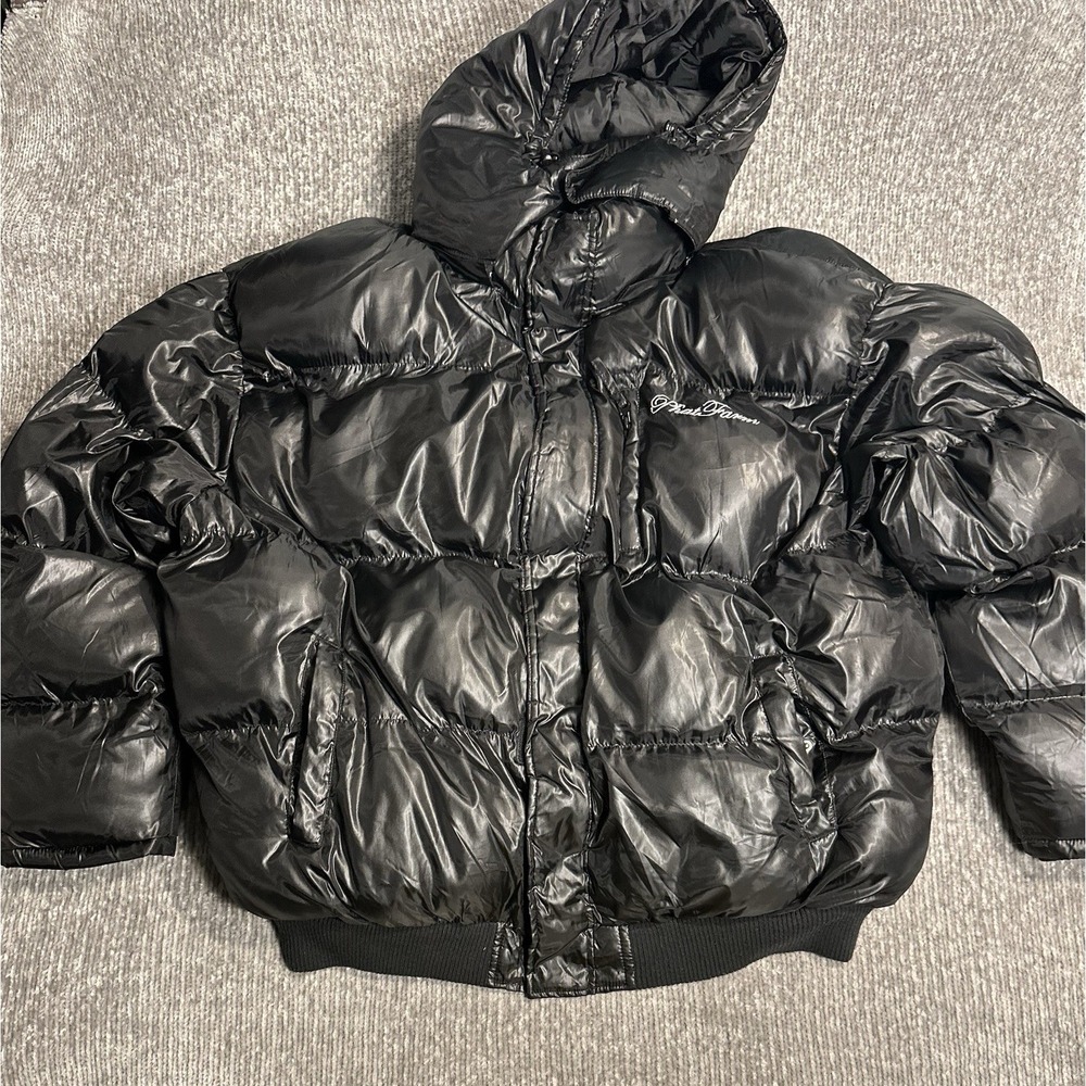 Vintage Y2K Phat Farm Oversized Puffer Winter Jacket Black Men's Size Large 4XL